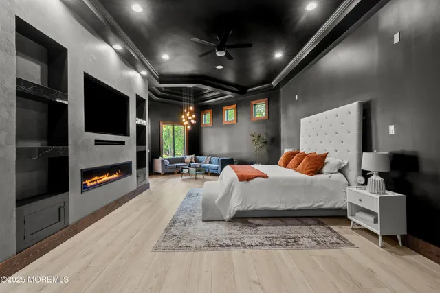 a large room with a large window