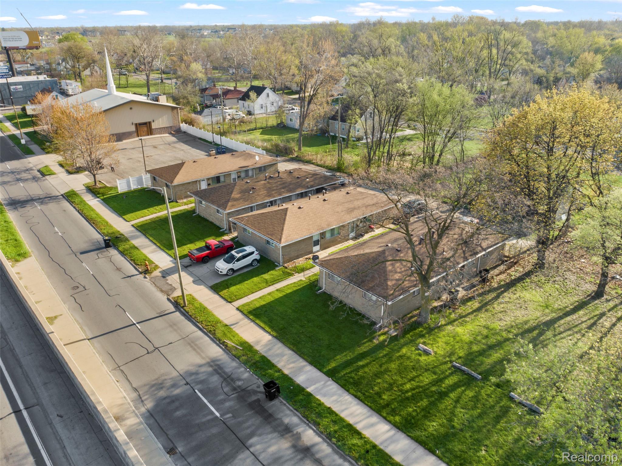 Aerial view of residential area