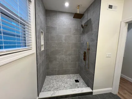 a bathroom with a shower