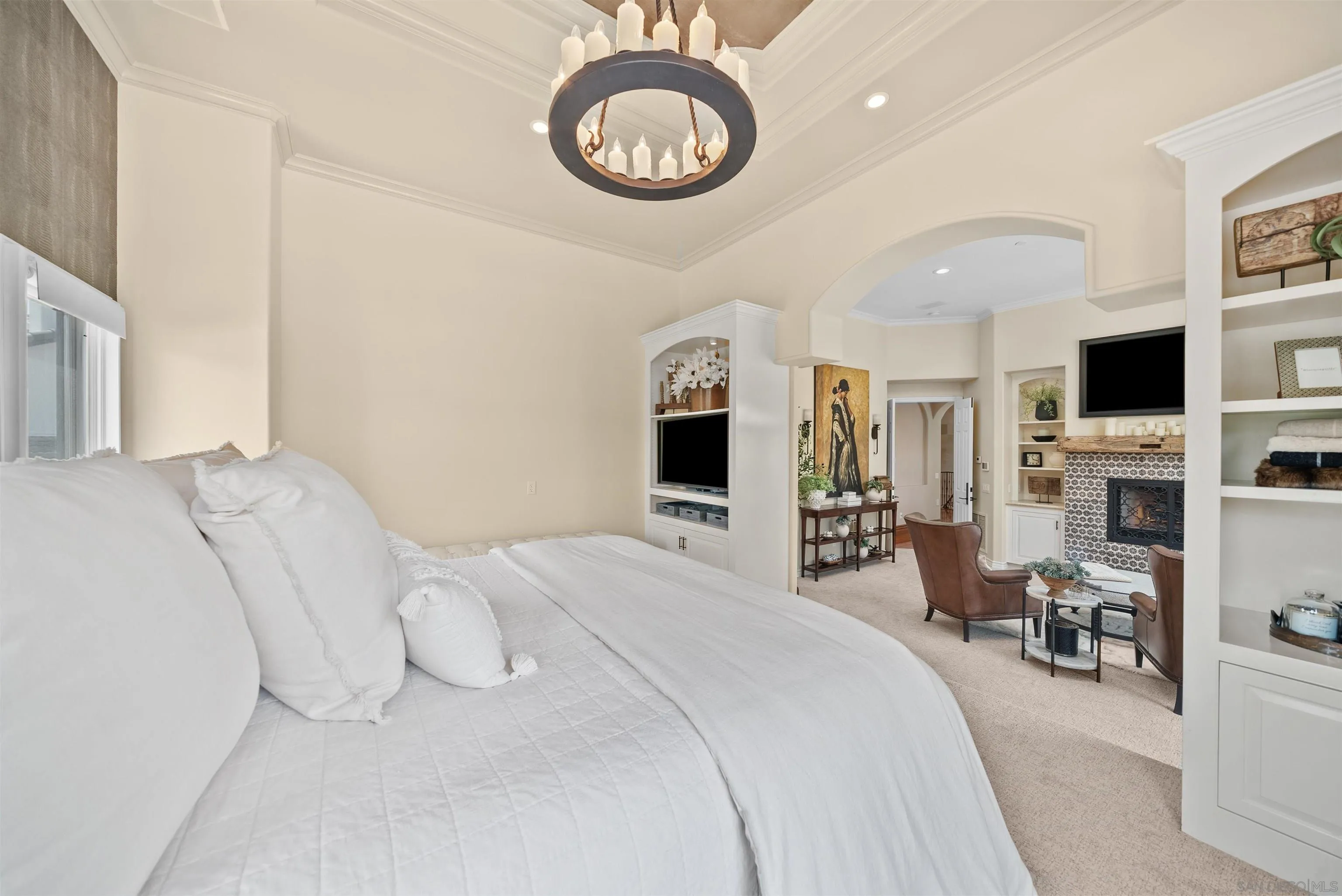 3307 Wentworth Drive Jamul, CA 91935 - Photo 37 of 75 a bedroom with a bed and a fireplace