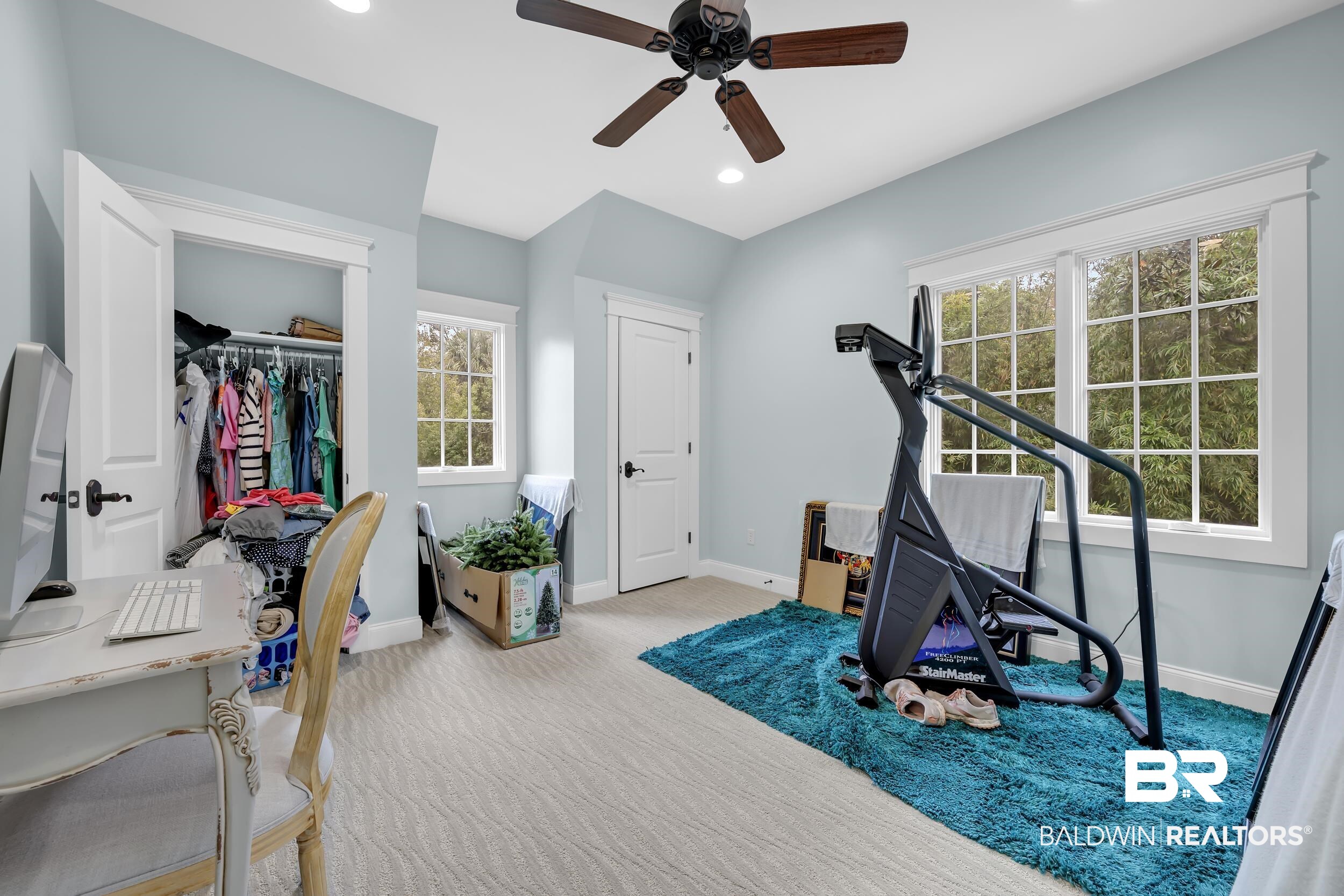 7 Bienville Avenue Mobile, AL 36606 - Photo 27 of 32 Exercise room featuring light colored carpet, a ceiling fan, and recessed lighting
