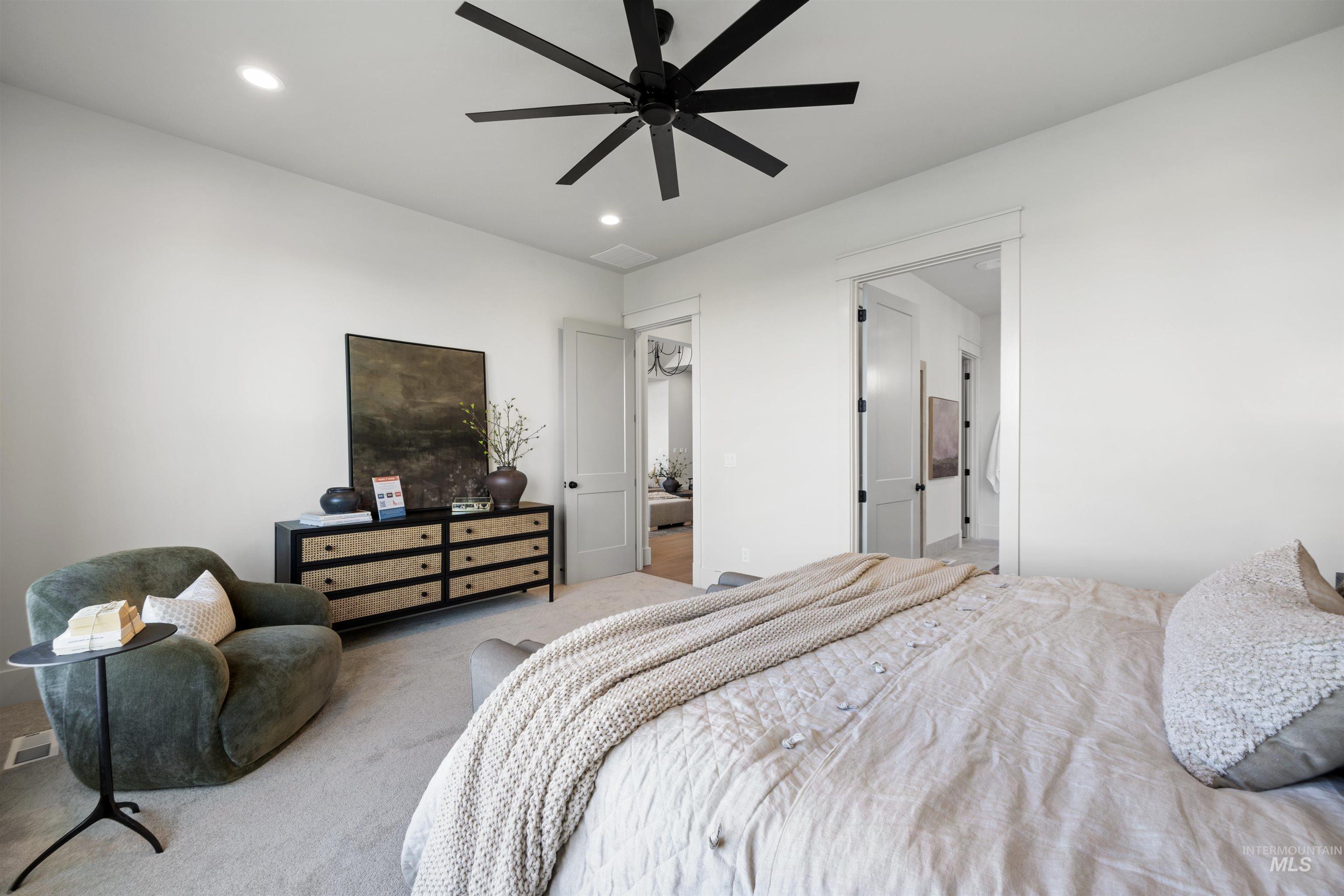 5847 South Pinpoint Way Meridian, ID 83642 - Photo 28 of 44 Carpeted bedroom with ceiling fan and recessed lighting