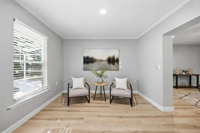 a dining room with a table and chair