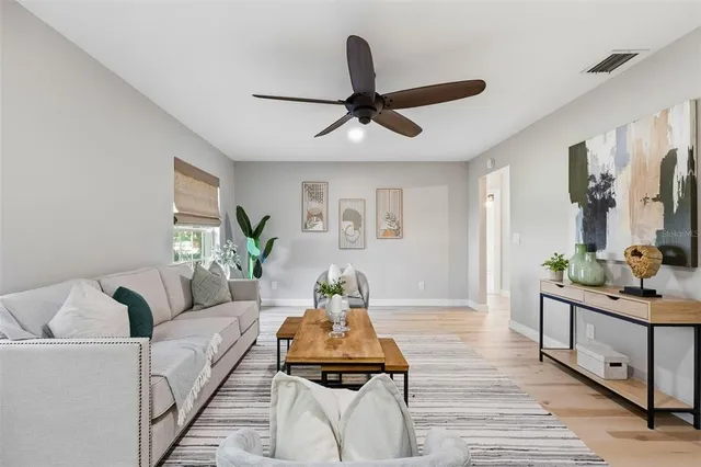 a living room with furniture