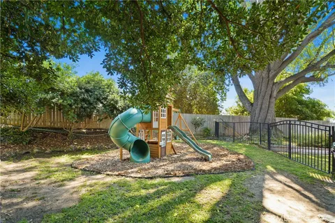 a view of a park with slide