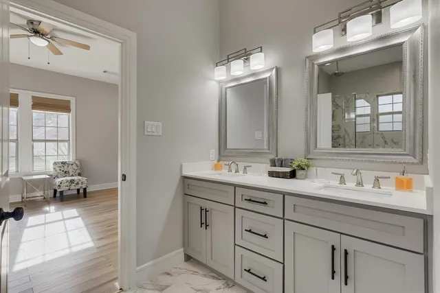 a view of a backyard with a swimming pool