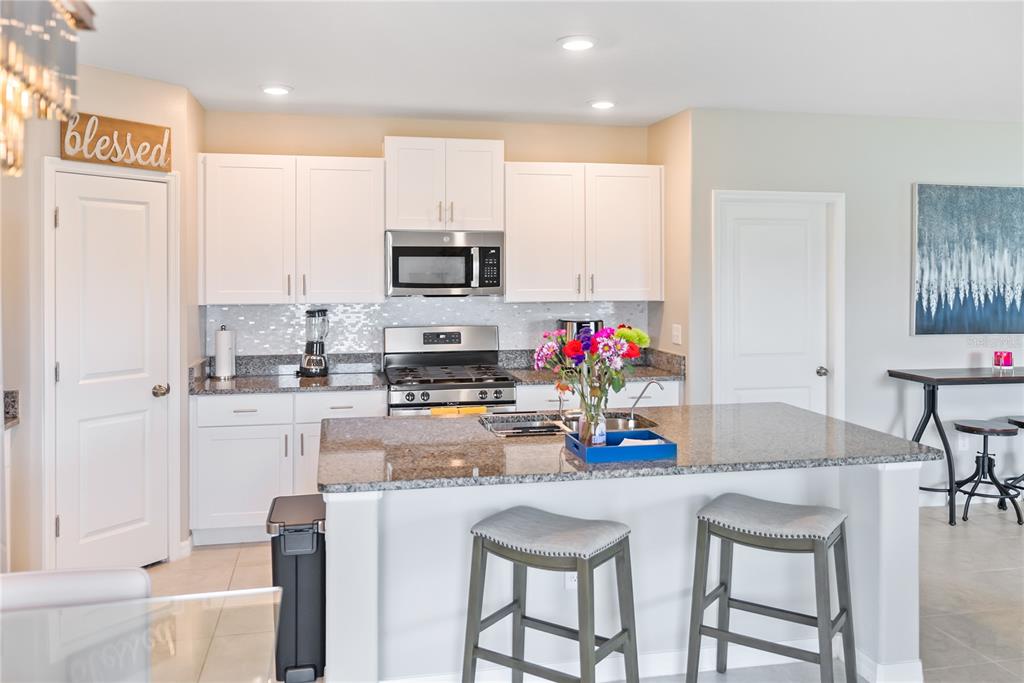 9313 Lemon Drop Loop Ruskin, FL 33573 - Photo 7 of 29 a kitchen with kitchen island granite countertop stainless steel appliances a sink and cabinets