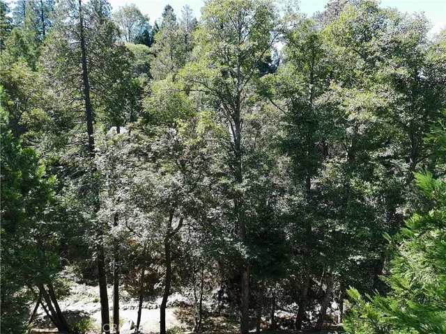 an aerial view of residential house with outdoor space and trees all around