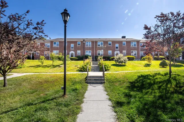 a view of a fountain with a big yard