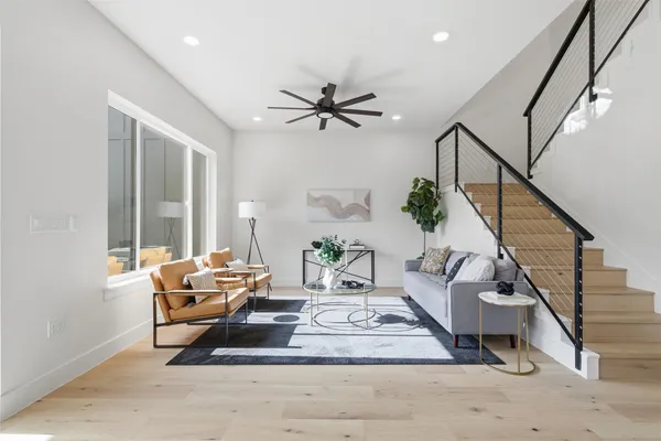 a living room with furniture
