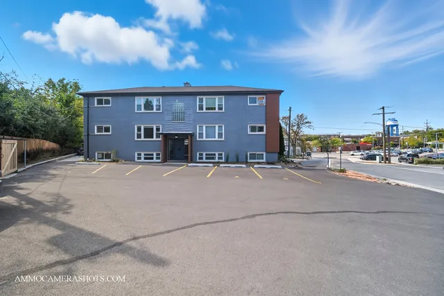 a view of building with a street