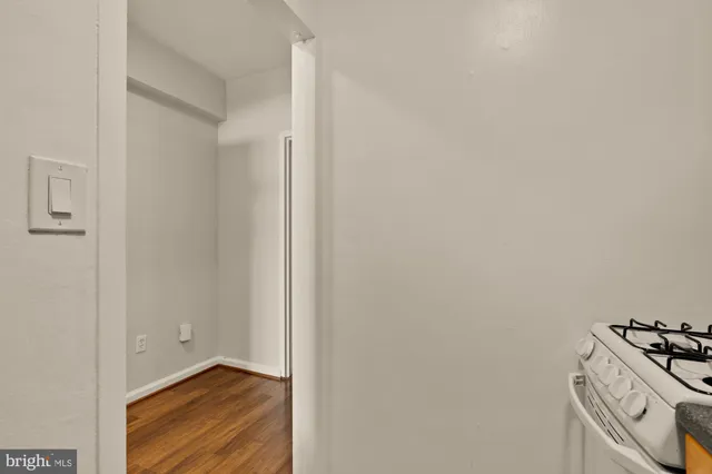 a view of a storage and utility room in empty room