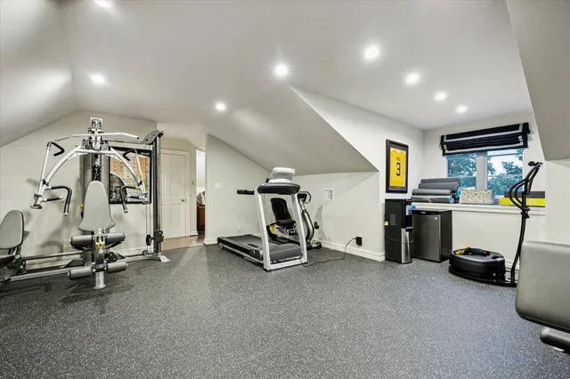 a view of a room with gym equipment
