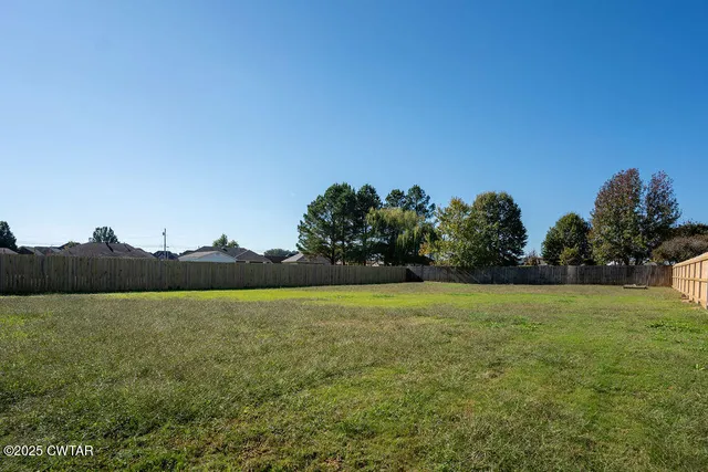 a view of a field with an ocean