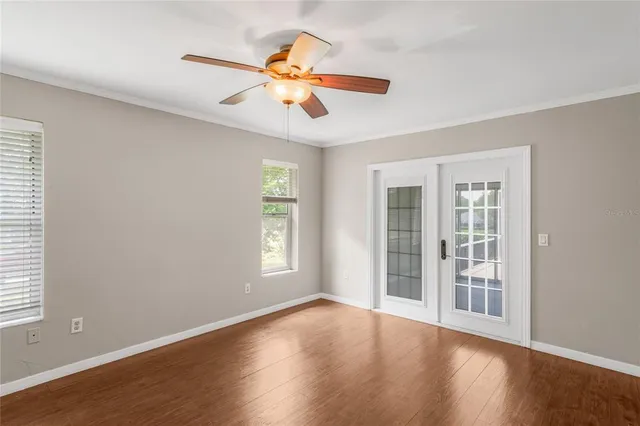 an empty room with windows