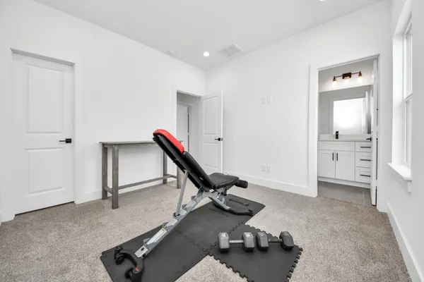 a room with gym equipment