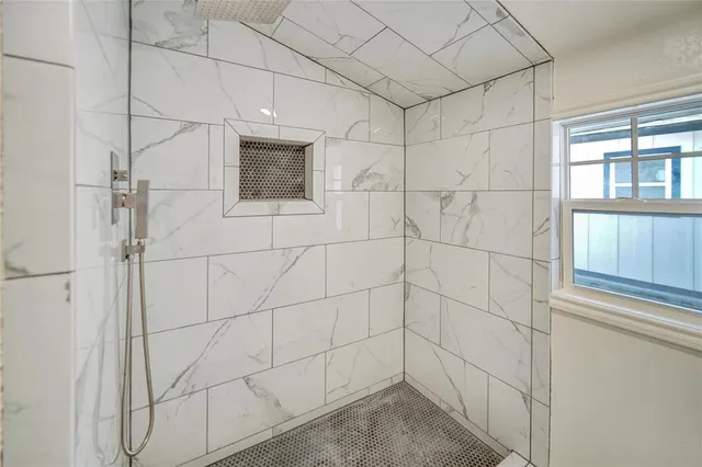 a bathroom with a shower