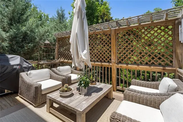 a view of a patio on the deck