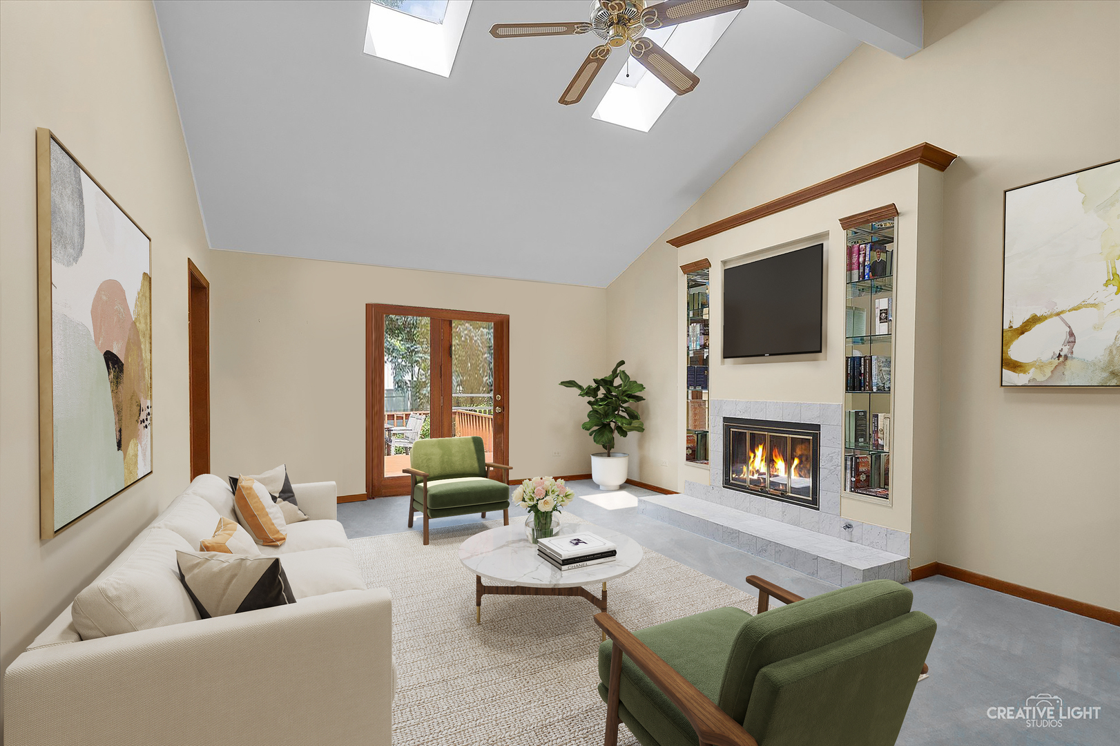 567 Roxbury Drive Naperville, IL 60565 - Photo 6 of 36 a living room with furniture and a fireplace