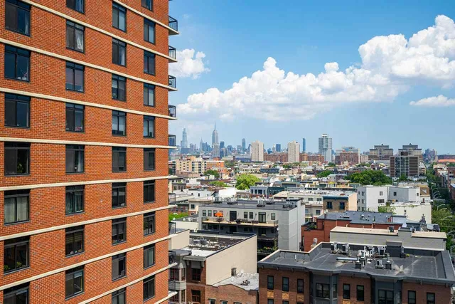 a view of a city that has tall buildings