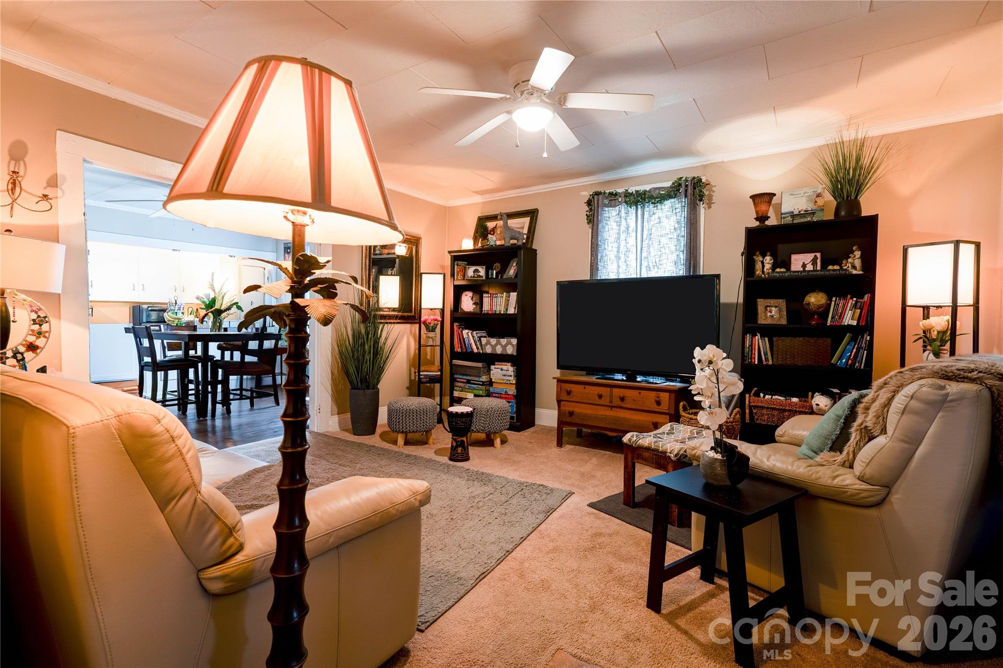 223 Waco Road Kings Mountain, NC 28086 - Photo 4 of 22 a living room with furniture a ceiling fan and a window