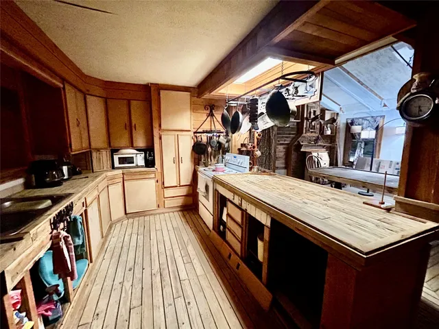 a storage room with sink