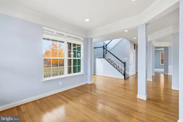 a view of a hallway with staircase
