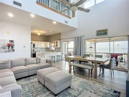 a balcony with furniture