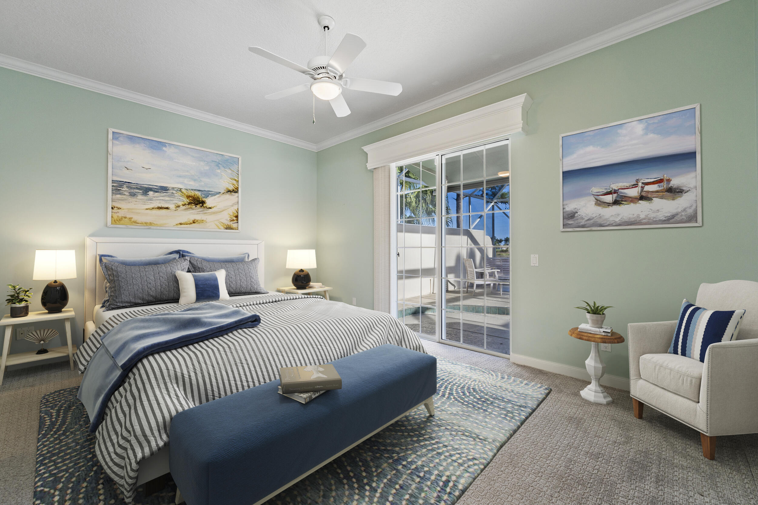 7945 Southeast Paurotis Lane Hobe Sound, FL 33455 - Photo 26 of 64 a bedroom with a bed a couch and a window