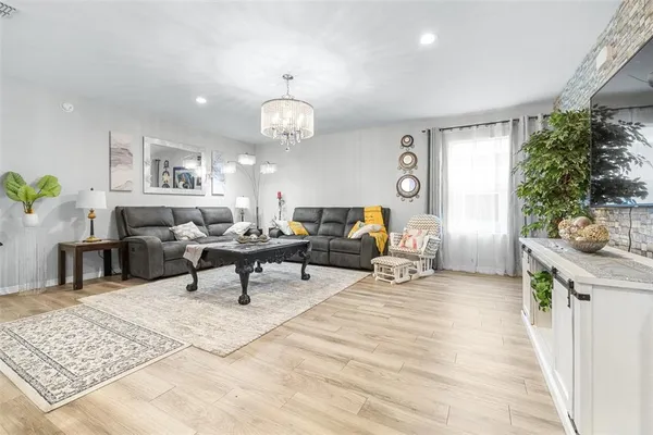 a living room with furniture