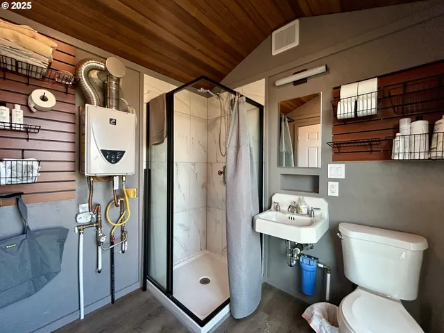 a room with a sink and a window