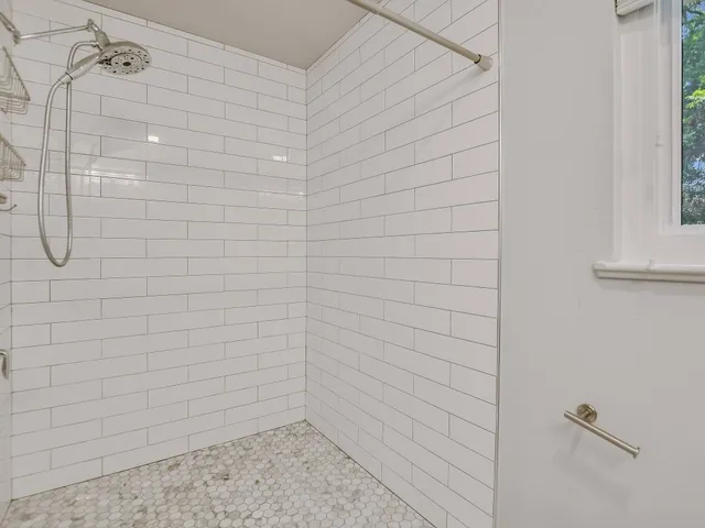 a bathroom with a shower