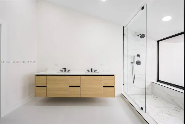 a view of a furniture in front of a room