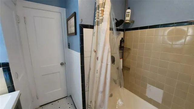 a bathroom with a shower