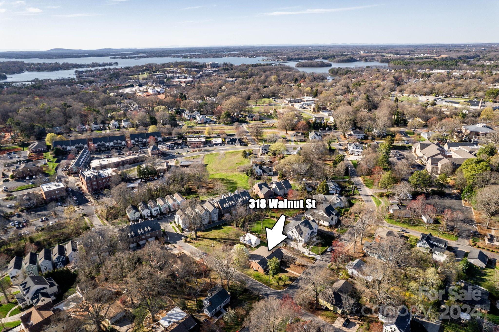 318 Walnut Street Davidson, NC 28036 - Photo 21 of 21 an aerial view of a city with lots of residential buildings