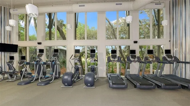 a view of a room with gym equipment