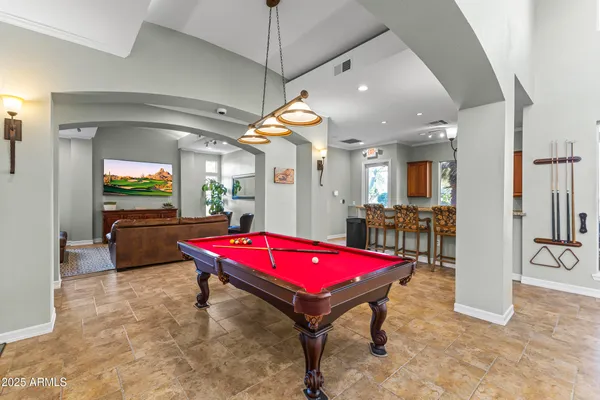 an aerial view of residential building with parking space