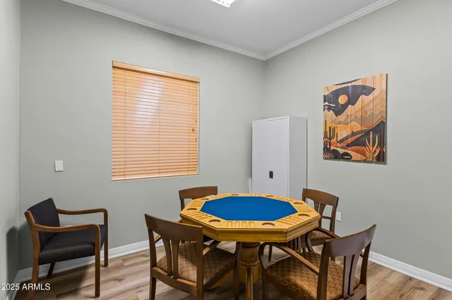 an aerial view of a swimming pool