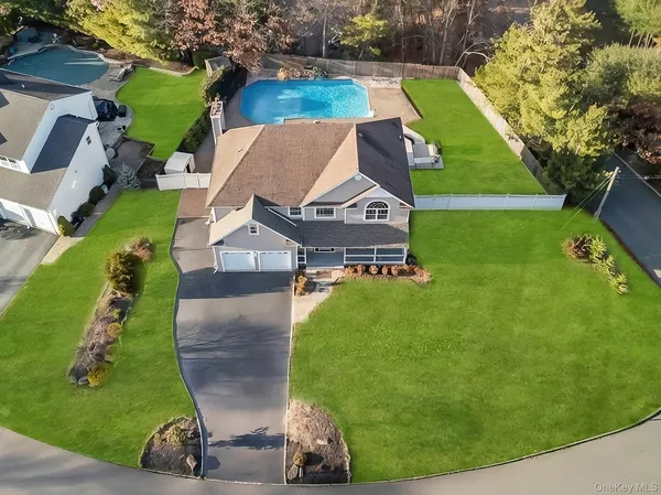 an aerial view of a house