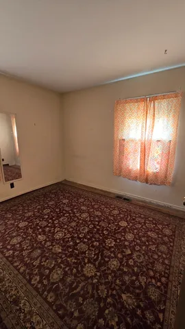 a large room with a window