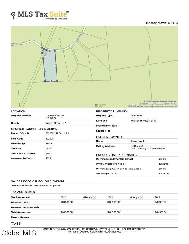326 Dickinson Hill Road Bolton, NY 12824 - Photo 3 of 4 Lot 1 CRS Property Report for DICKINSON