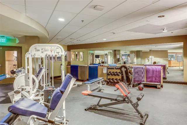 a view of a room with gym equipment