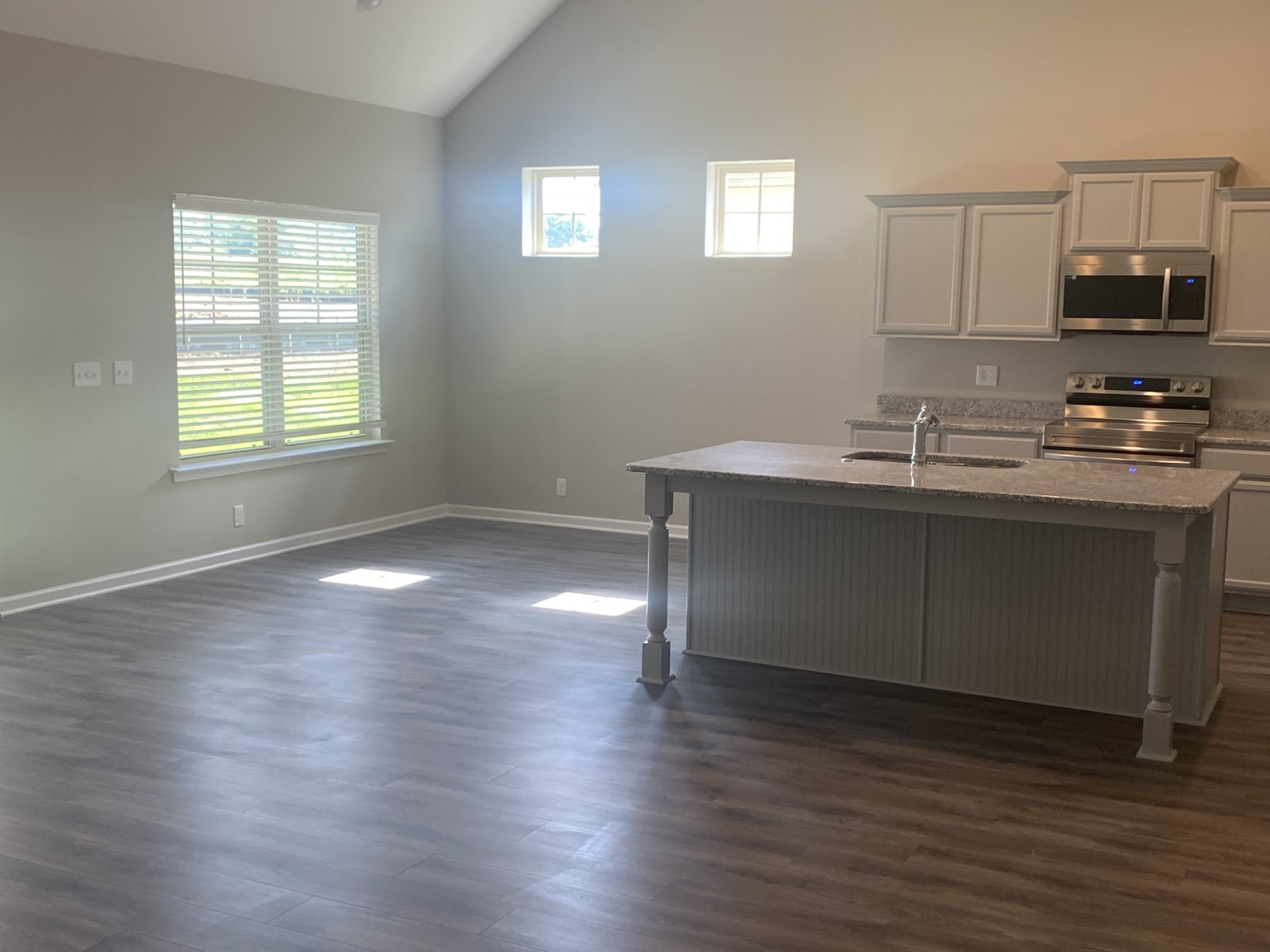 208 Ruby Cate Way Murfreesboro, TN 37128 - Photo 8 of 10 a kitchen with stainless steel appliances granite countertop a sink a stove a microwave a sink and wooden floor