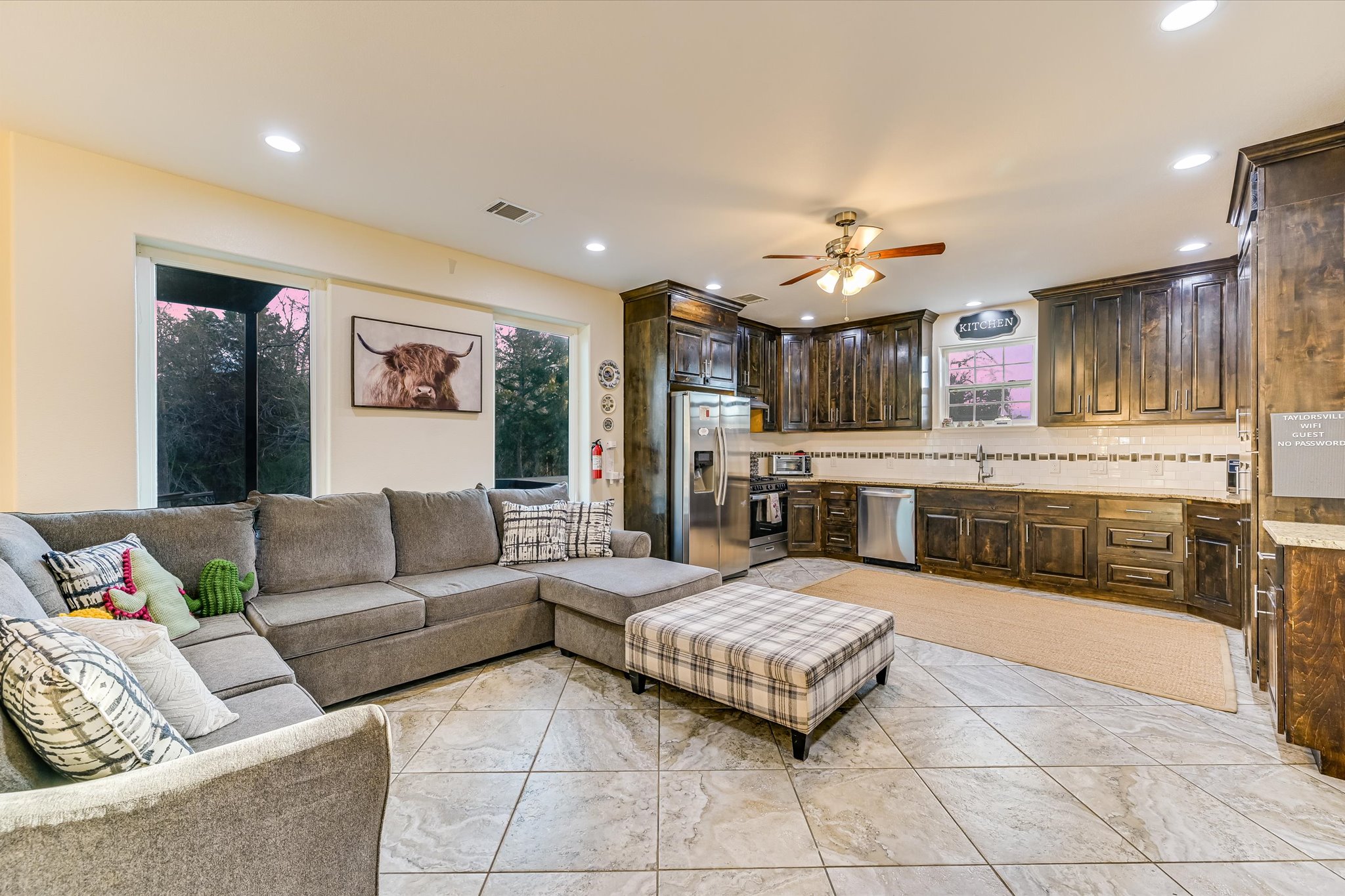 8400 Taylorsville Road Dale, TX 78616 - Photo 4 of 38 Living area featuring a ceiling fan and recessed lighting