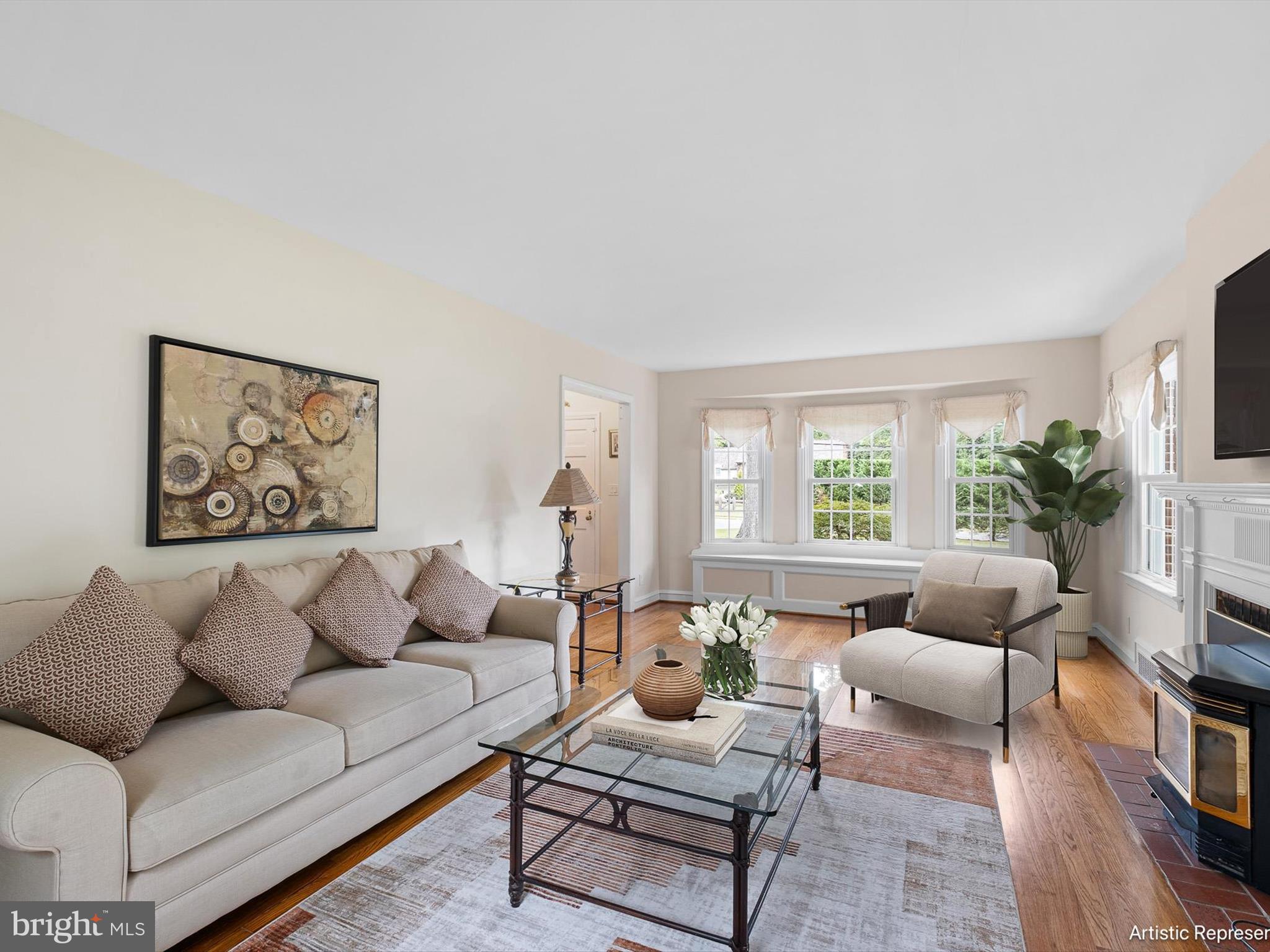 Living Room partially virtually staged.