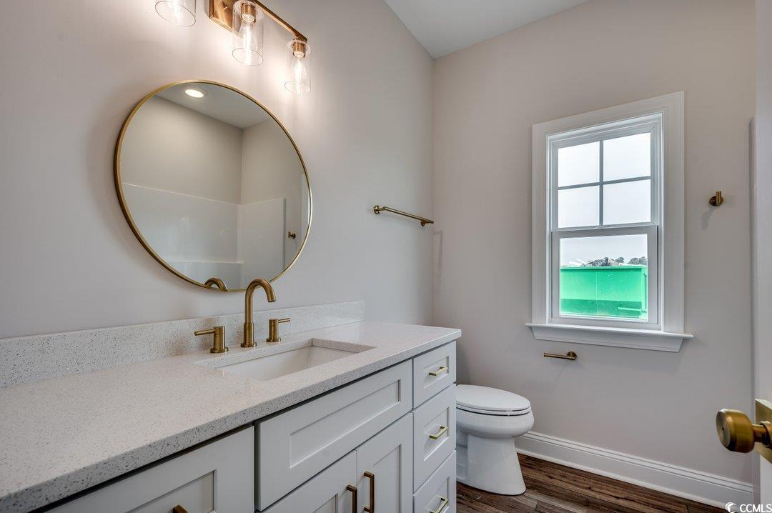 4975 Dupont Road Aynor, SC 29511 - Photo 17 of 22 Bathroom featuring vanity, wood-type flooring, and