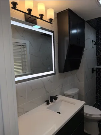 a bathroom with a sink and a toilet