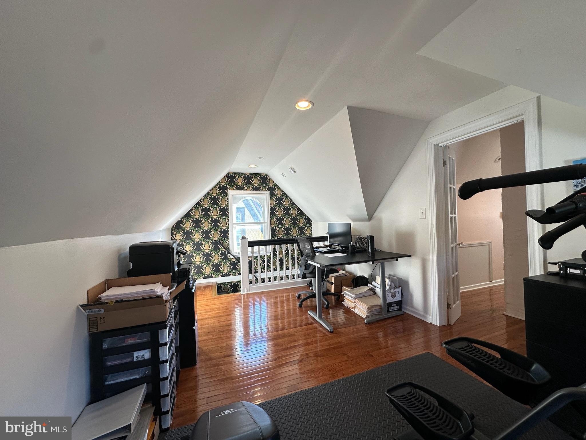 121 West Cottage Avenue Haddonfield, NJ 08033 - Photo 35 of 43 Charming attic space with vibrant wallpaper.