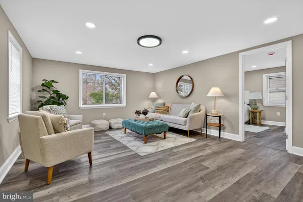 a living room with furniture