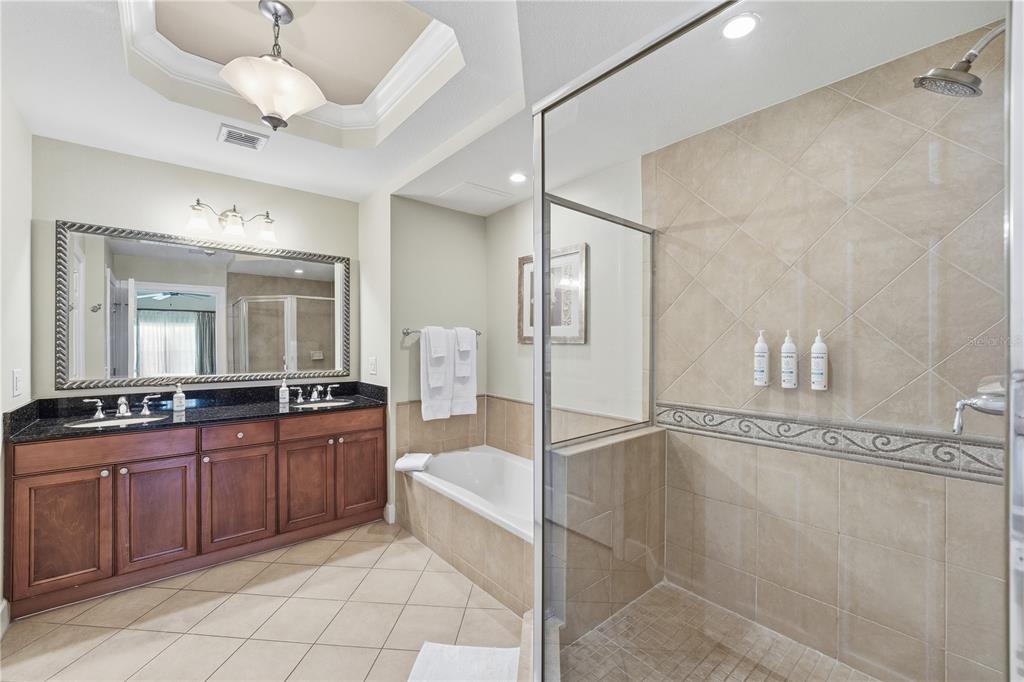 1354 Centre Ct Ridge Drive, Unit 204 Reunion, FL 34747 - Photo 22 of 46 a spacious bathroom with a granite countertop sink a mirror and a bathtub